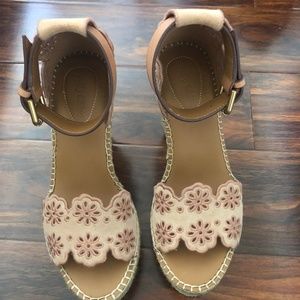 See by Chloe Pink Glyn Wedge Espadrille Sandals